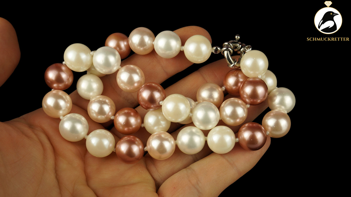 Mehrfarbige Muschelkernperlenkette - rosa, beere & weiß