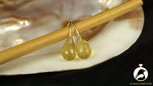 Facettierte Citrin Ohrringe - 585 Gold