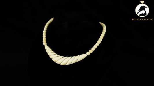 Vintage-Collier aus Bein mit 925 Silber Inlay, SALE