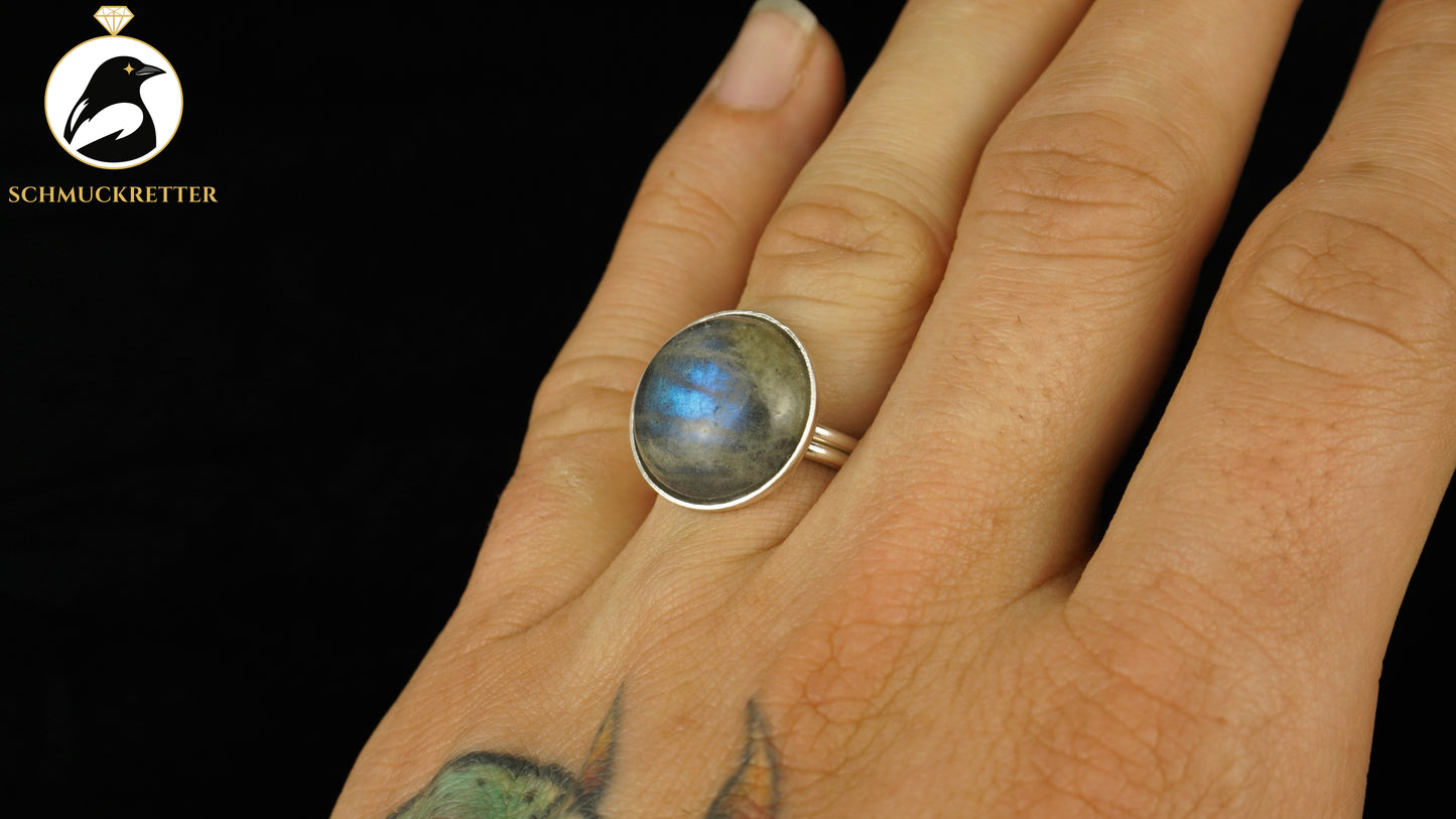 Labradorit Ring aus 925 Silber, verstellbar