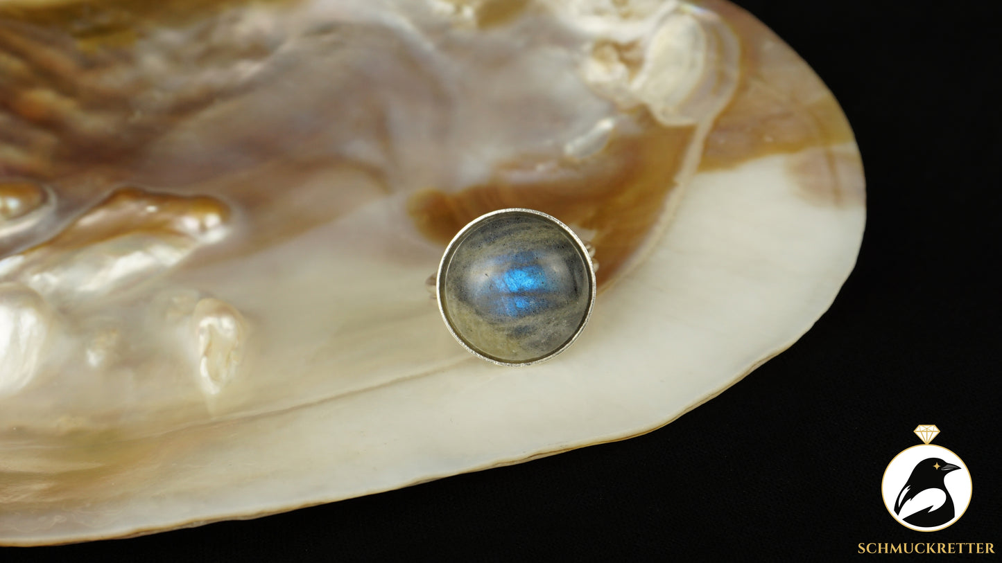 Labradorit Ring aus 925 Silber, verstellbar
