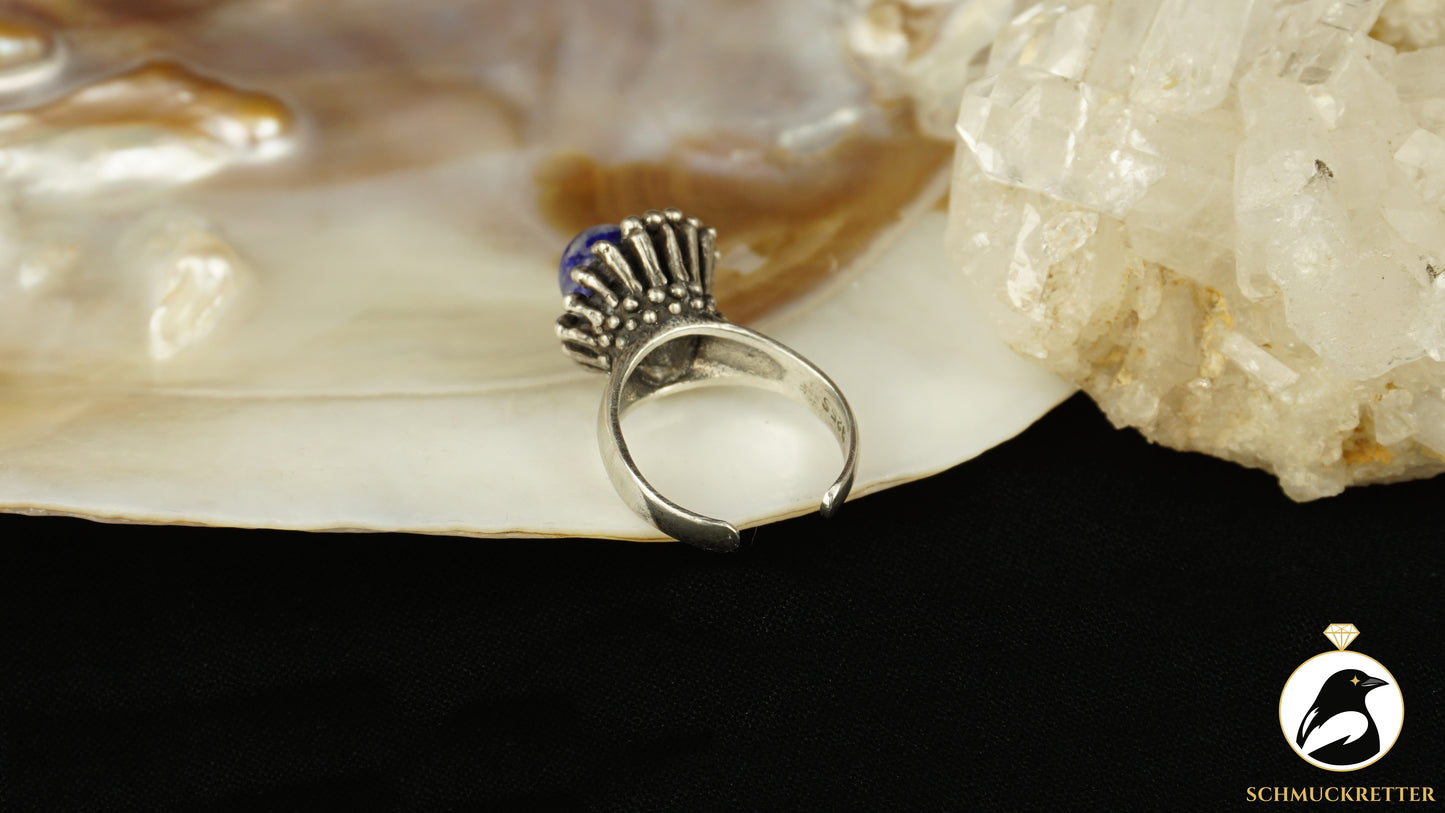 Modernistischer 925 Silber Ring mit Sodalith aus Schweden, Gr. 56, SALE