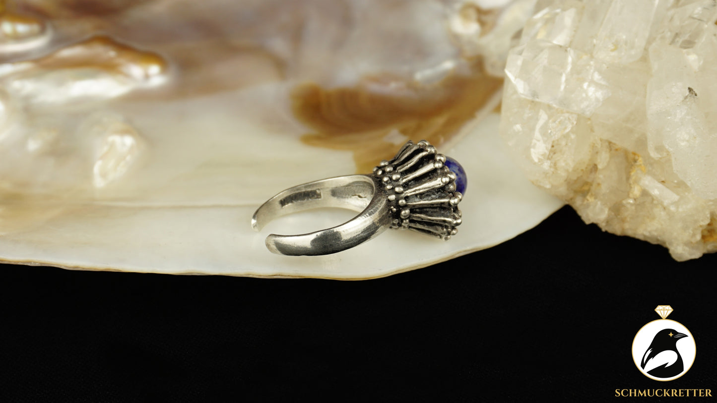 Modernistischer 925 Silber Ring mit Sodalith aus Schweden, Gr. 56, SALE