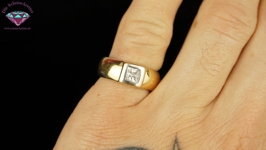 Pierre Lang: Vergoldeter Ring mit Zirkonia, bicolor, Gr. 54 / Gr. 6