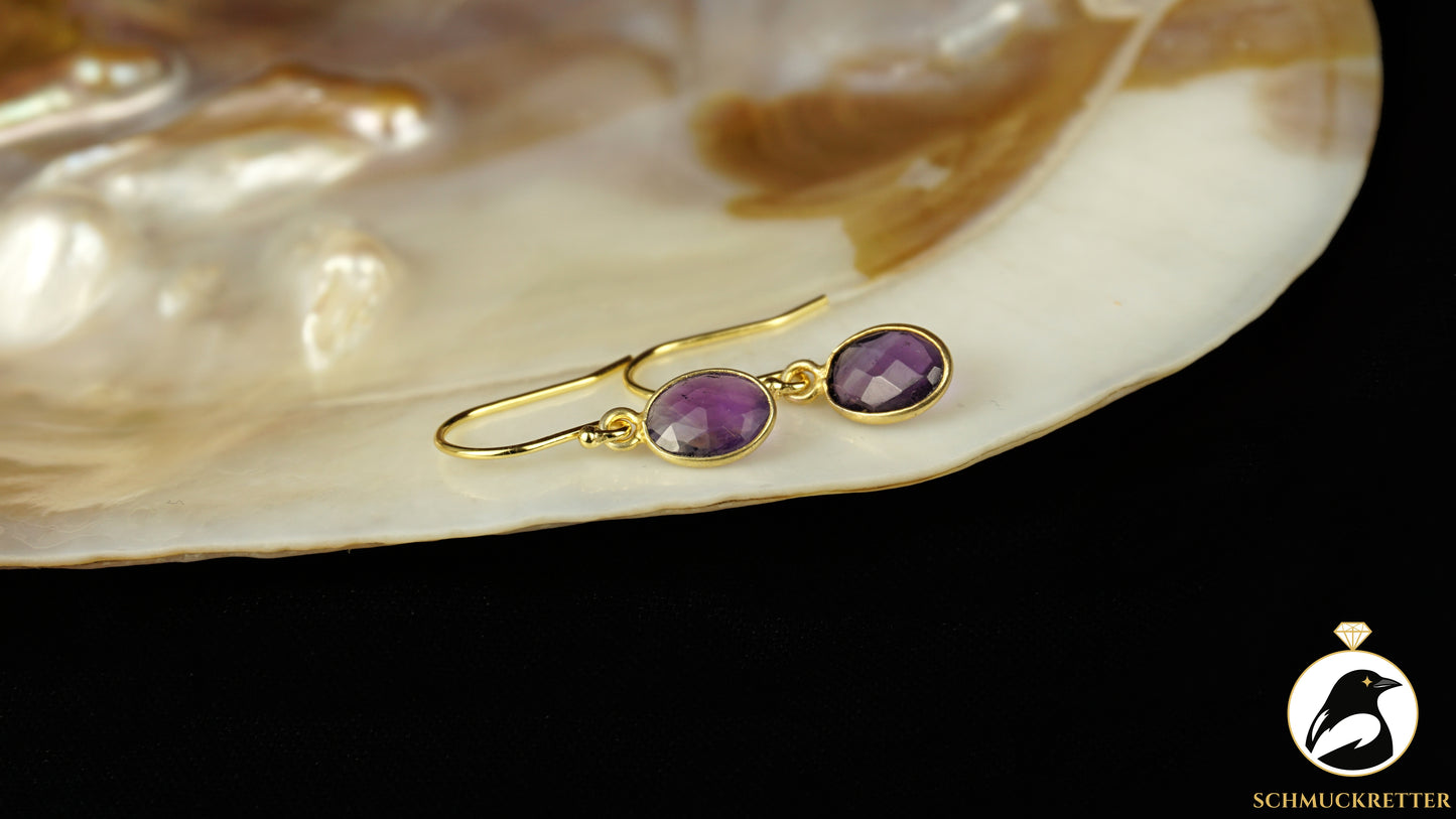 Ohrringe mit facettiertem Amethyst aus vergoldetem 925 Silber