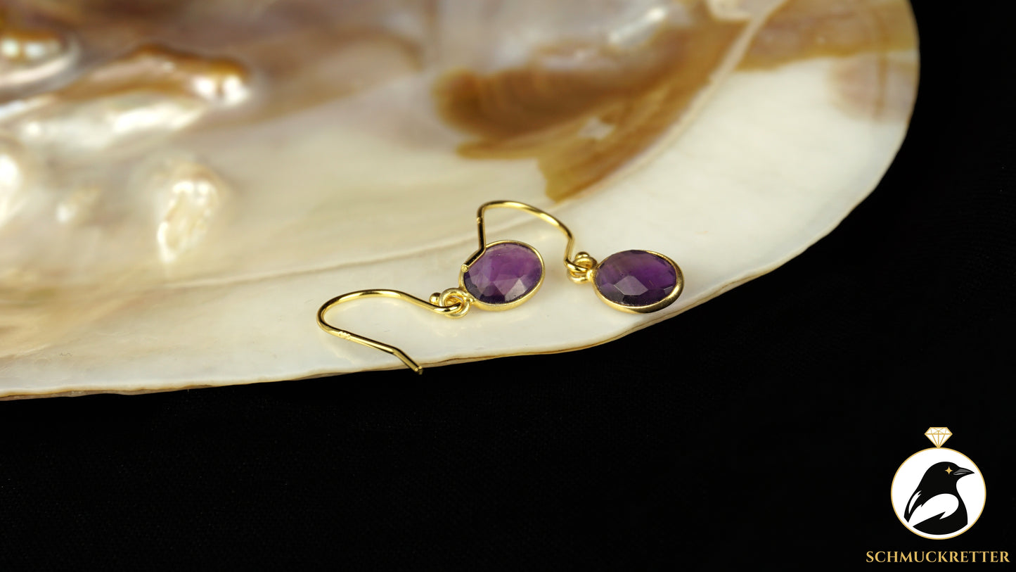 Ohrringe mit facettiertem Amethyst aus vergoldetem 925 Silber