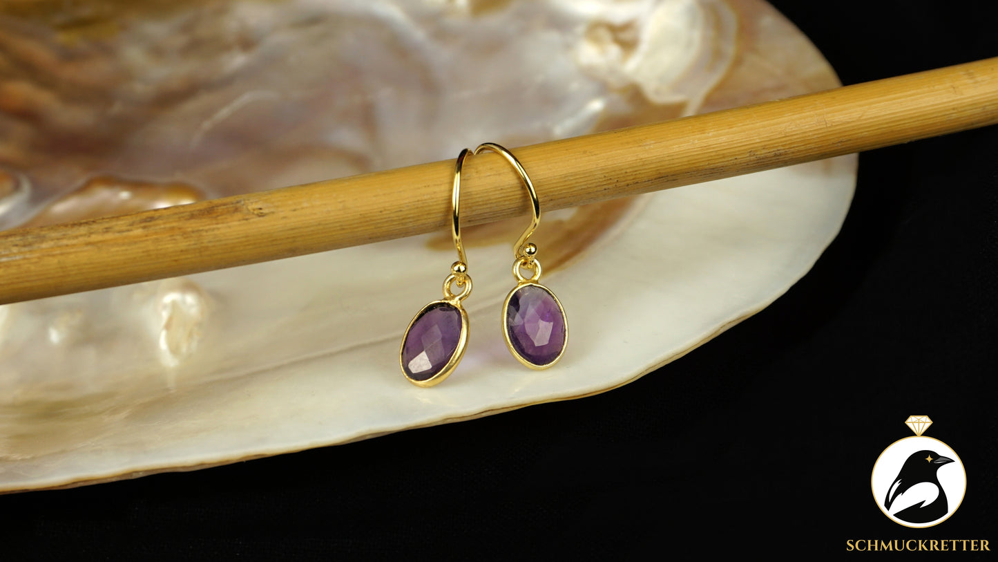 Ohrringe mit facettiertem Amethyst aus vergoldetem 925 Silber