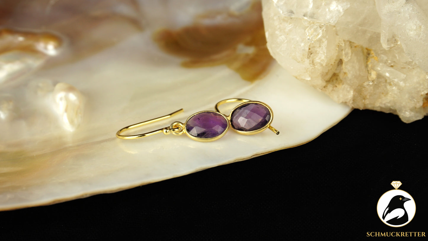 Ohrringe mit facettiertem Amethyst aus vergoldetem 925 Silber