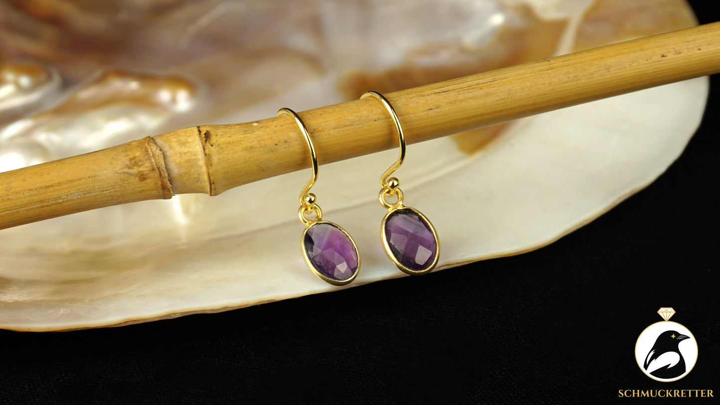 Ohrringe mit facettiertem Amethyst aus vergoldetem 925 Silber