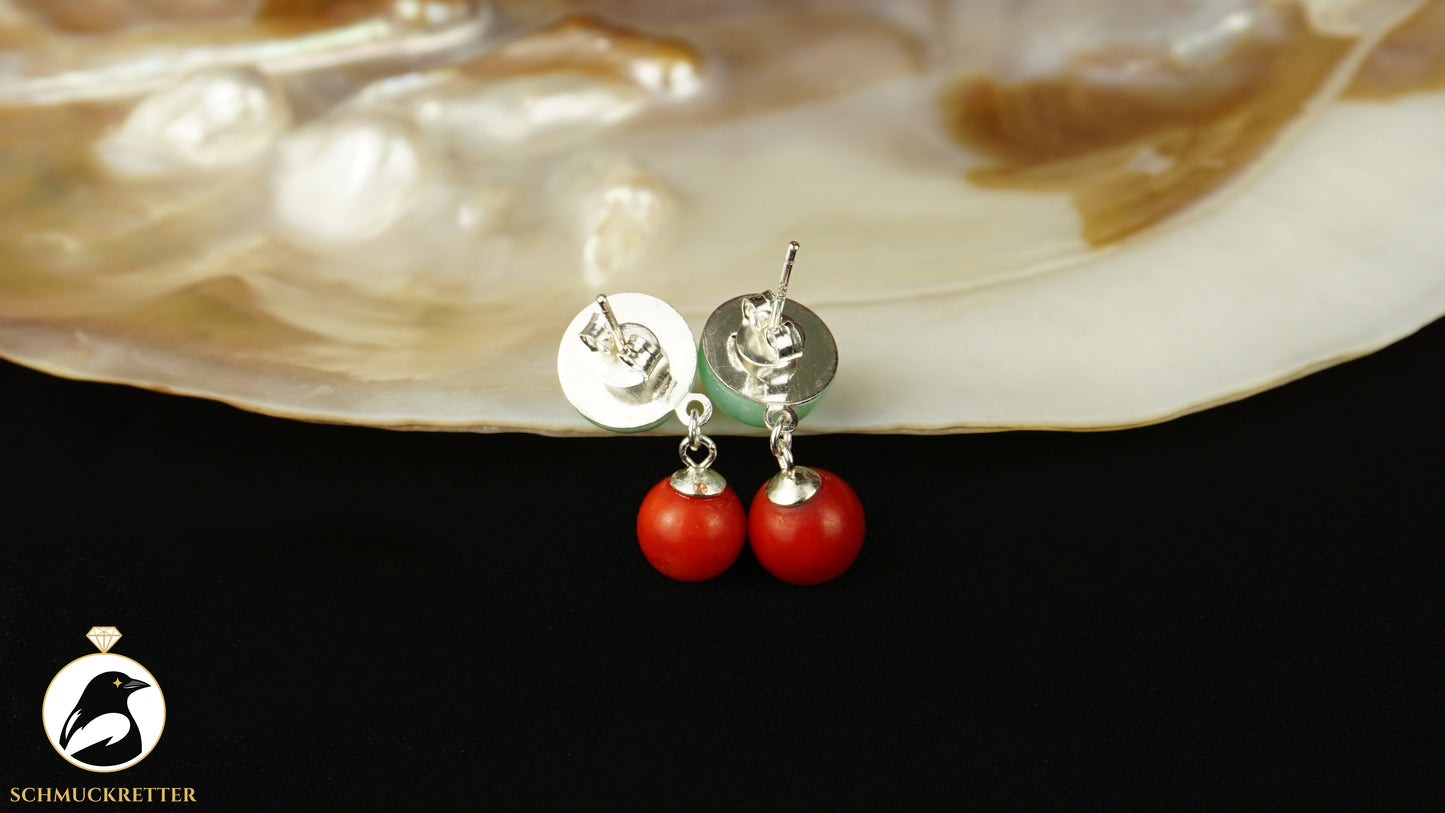 Ohrringe mit Chrysopras & Bambuskoralle - 925 Silber