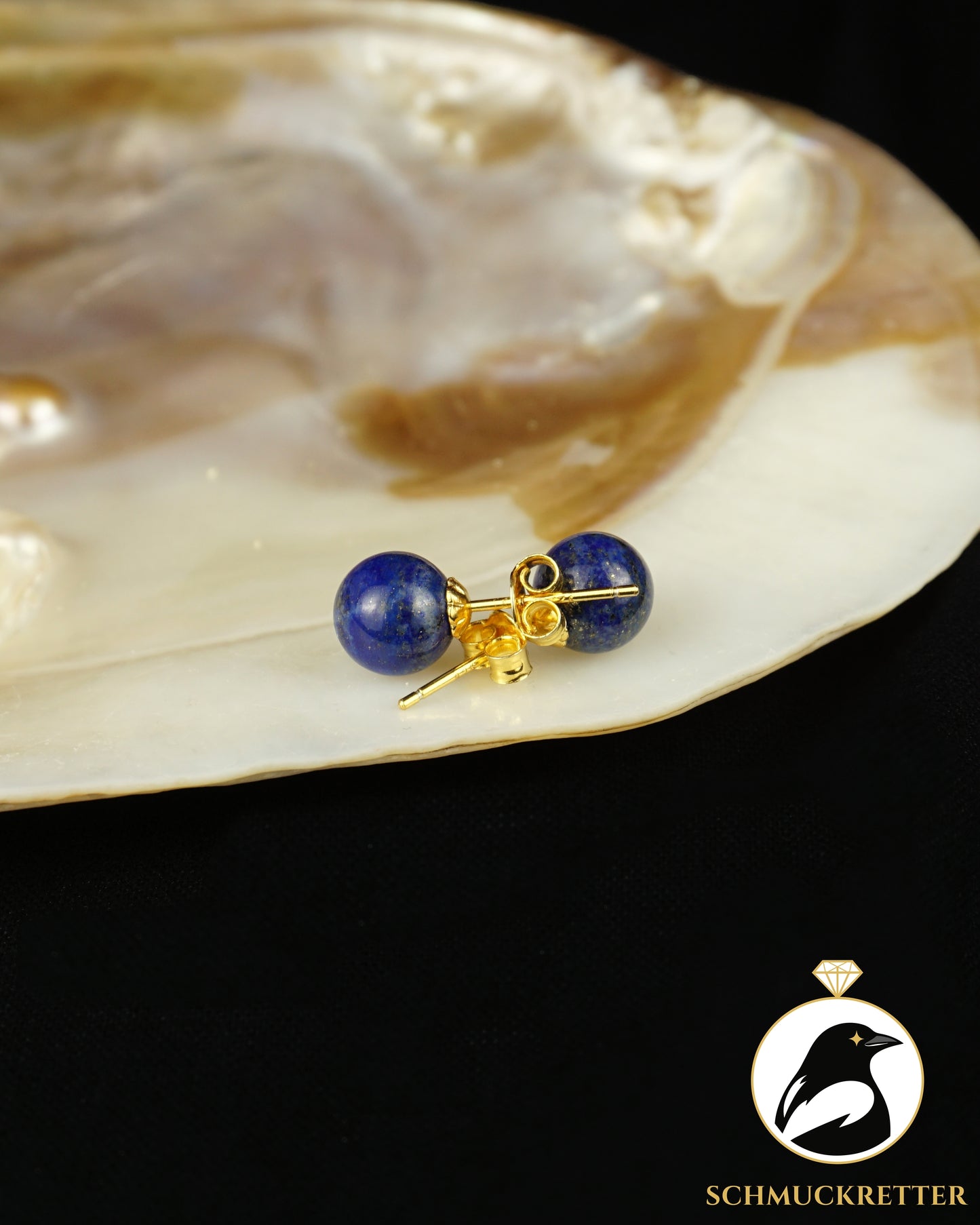 Ohrstecker aus vergoldetem 925 Silber mit Lapislazuli
