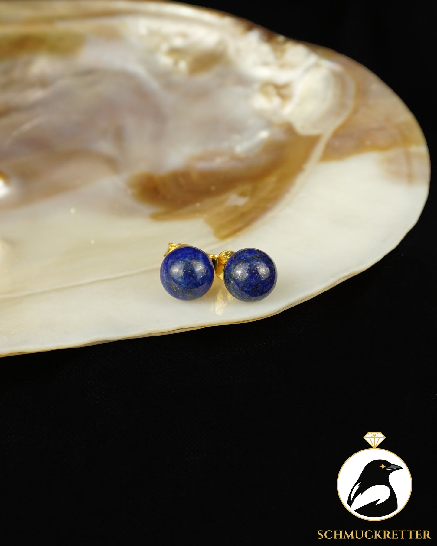Ohrstecker aus vergoldetem 925 Silber mit Lapislazuli