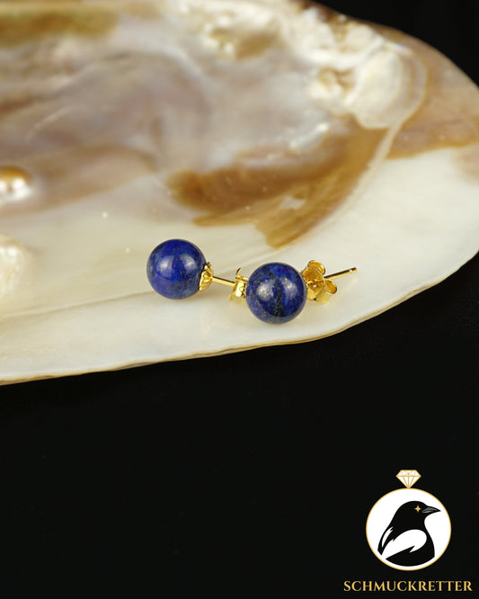 Ohrstecker aus vergoldetem 925 Silber mit Lapislazuli