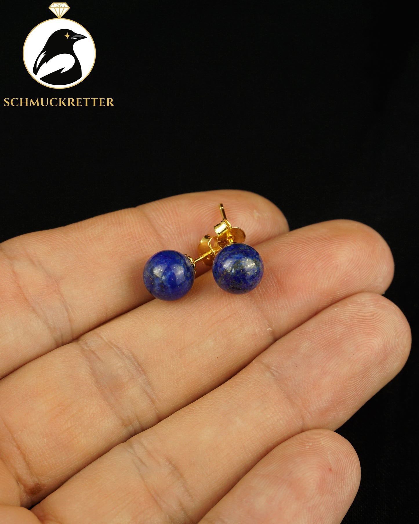 Ohrstecker aus vergoldetem 925 Silber mit Lapislazuli