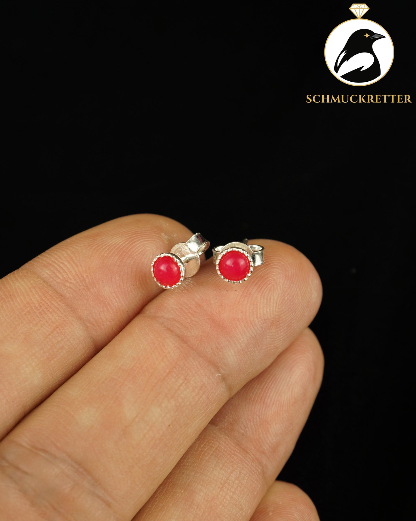 Ohrstecker aus 925 Silber mit pinker Jade