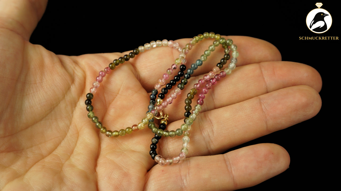 Multicolor Turmalin Kette mit 333 Gold Verschluss
