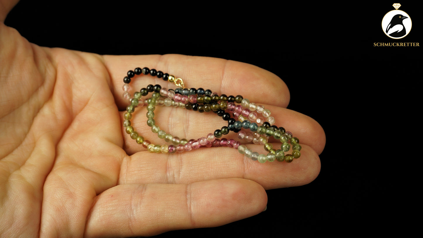 Multicolor Turmalin Kette mit 333 Gold Verschluss