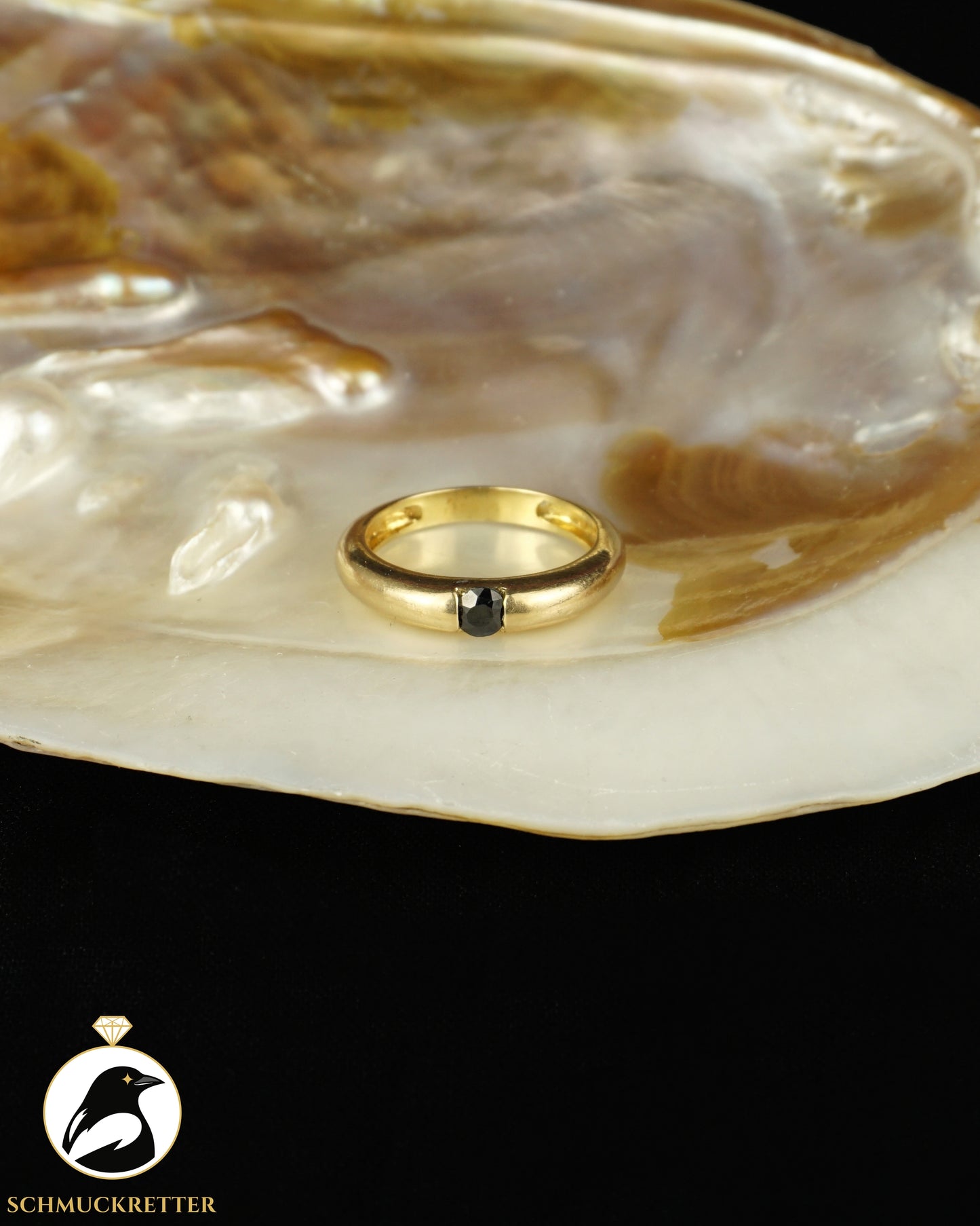 Solitärring aus vergoldetem 925 Silber - mit Saphir, Gr. 60