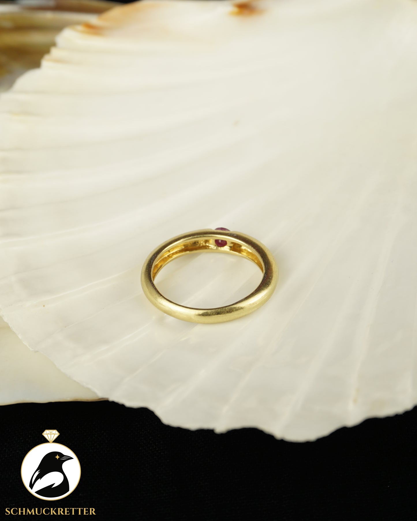 Solitärring aus vergoldetem 925 Silber - mit Rubin, Gr. 60