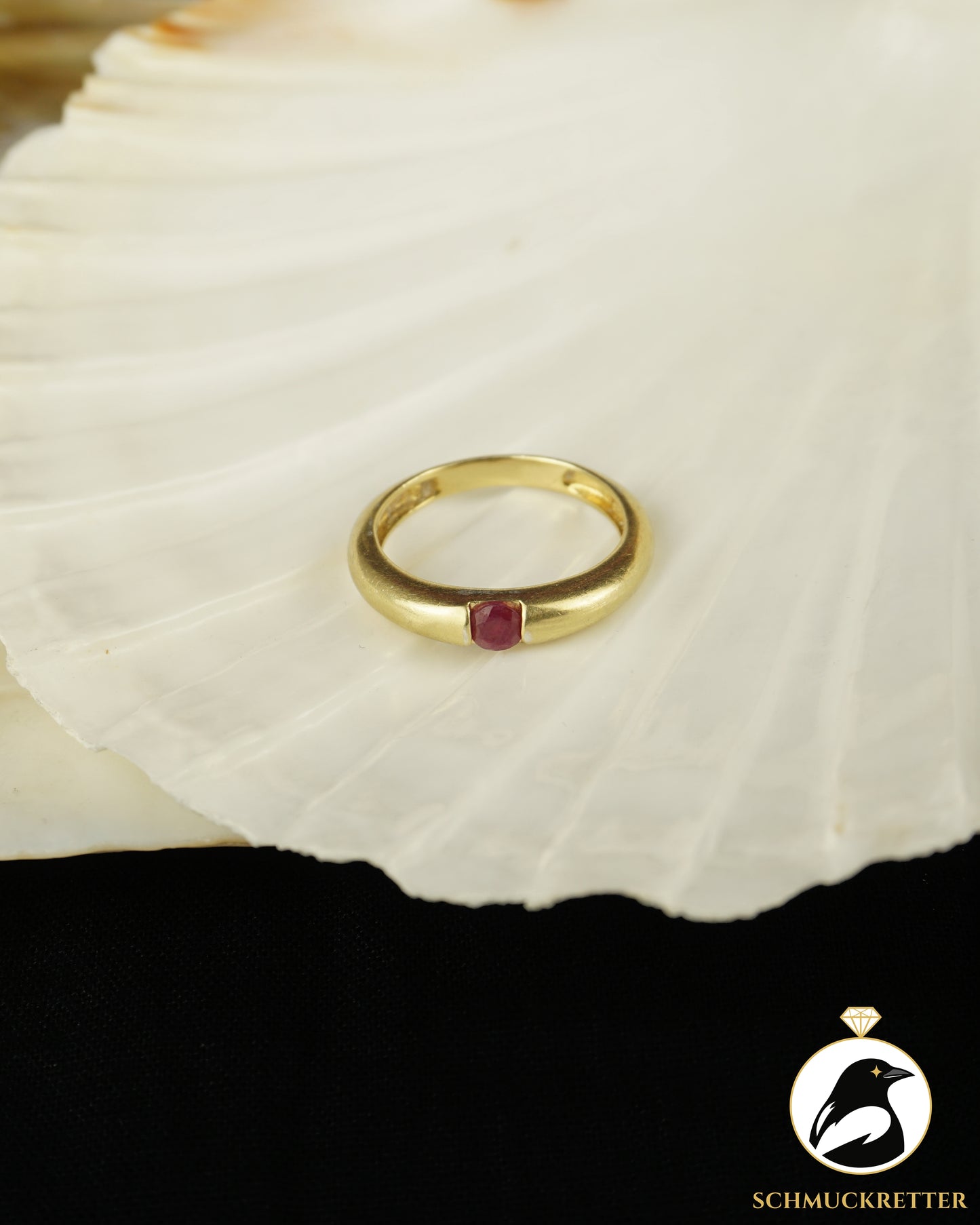 Solitärring aus vergoldetem 925 Silber - mit Rubin, Gr. 60