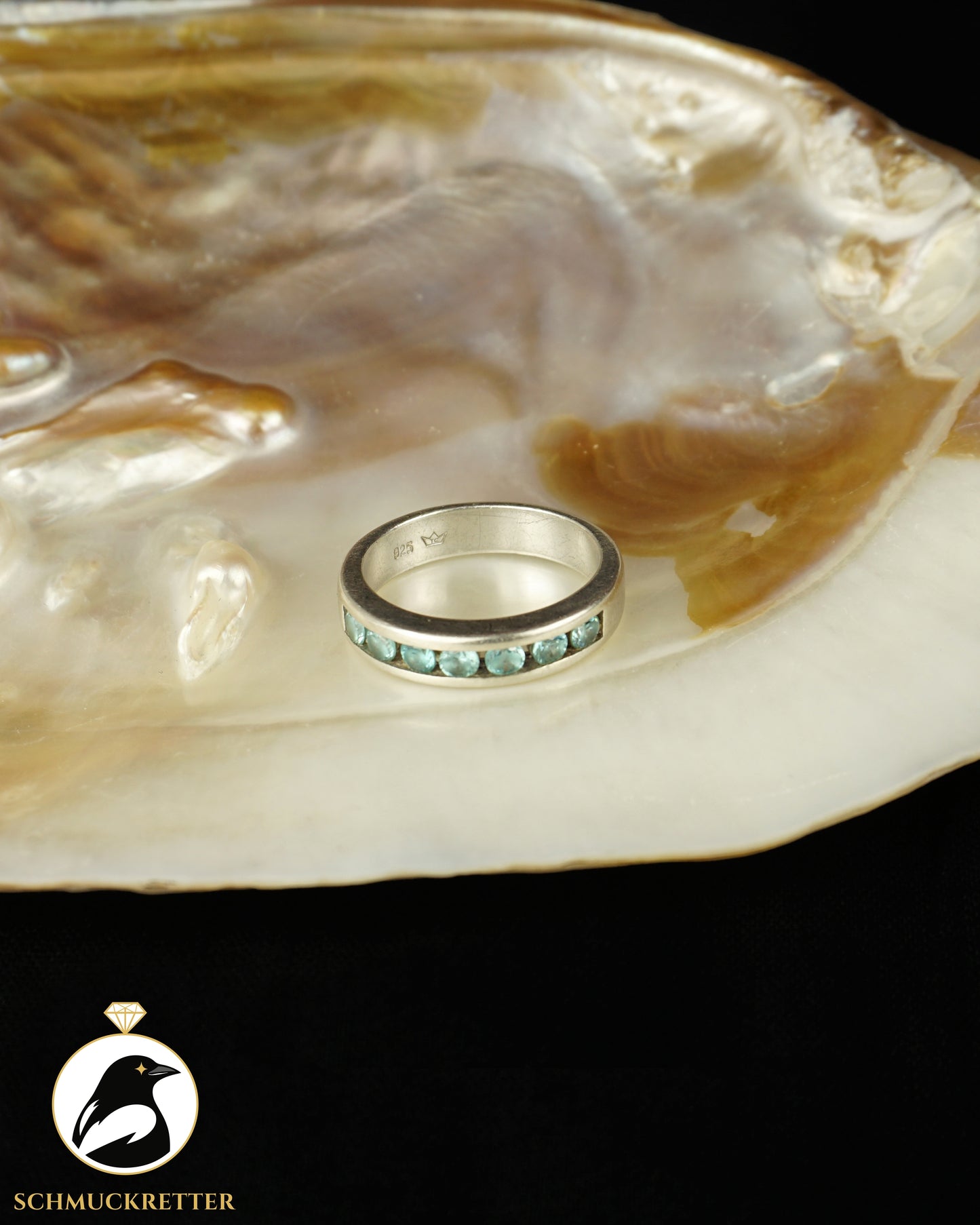 Ring mit blauen Zirkonia aus 925 Silber, Gr. 60 - von TCM, Tchibo, SALE