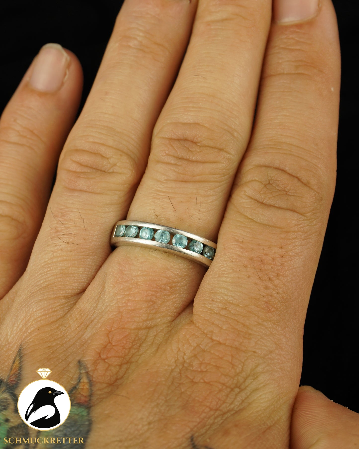 Ring mit blauen Zirkonia aus 925 Silber, Gr. 60 - von TCM, Tchibo, SALE