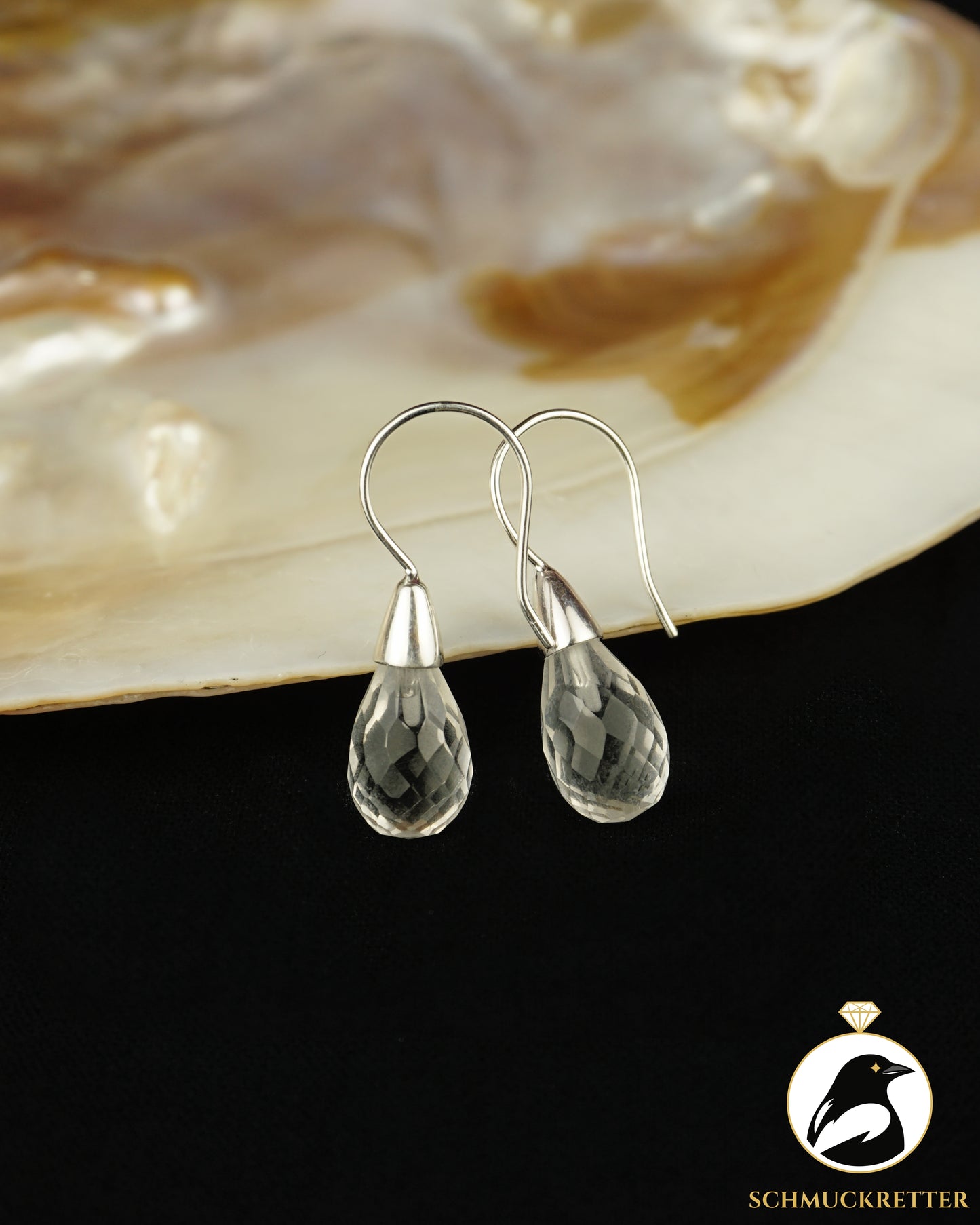 Facettierte Bergkristall Tropfenohrringe - 925 Silber
