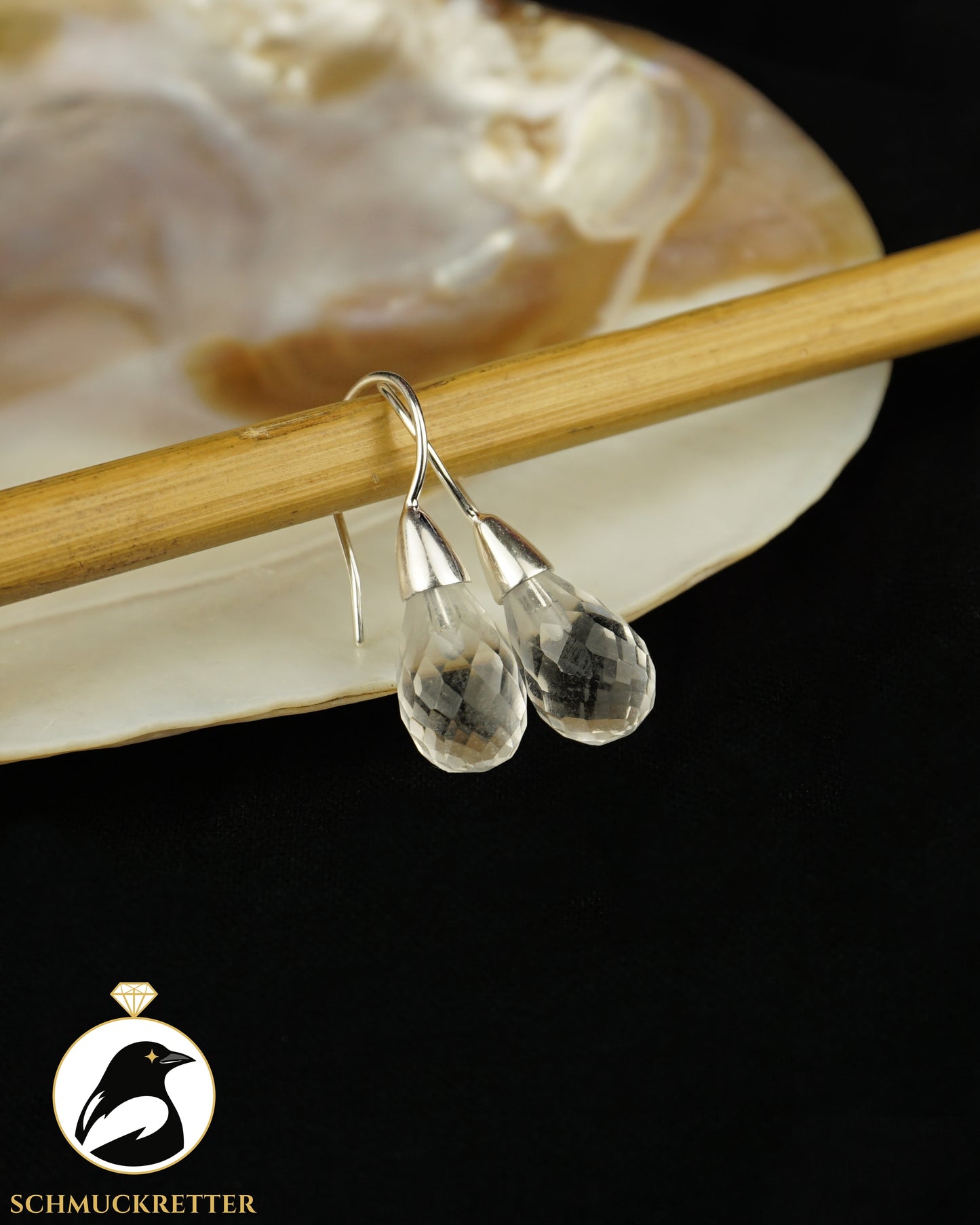 Facettierte Bergkristall Tropfenohrringe - 925 Silber