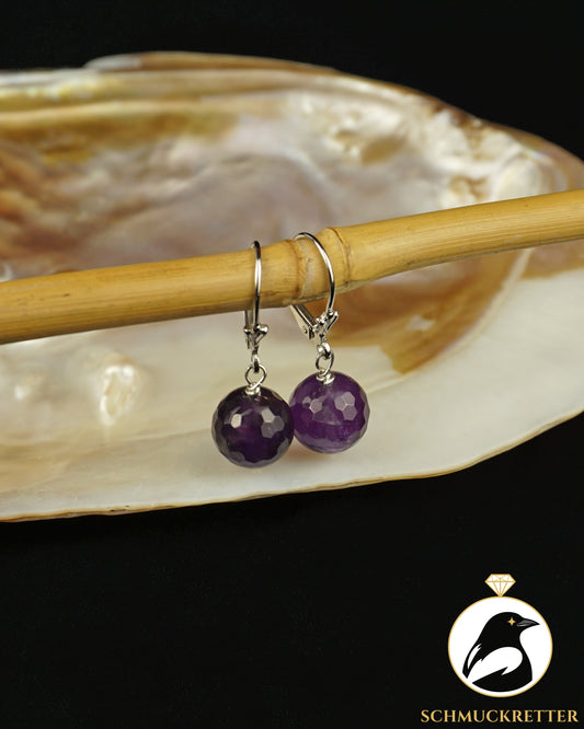 Ohrringe mit facettiertem Amethyst - 925 Silber