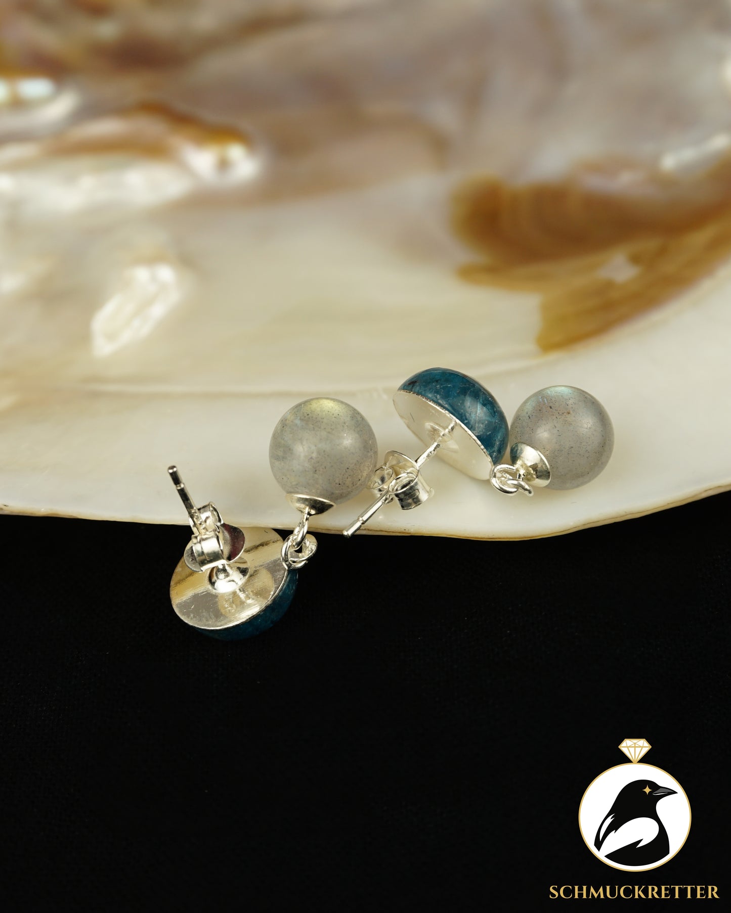 Ohrringe mit Apatit & Labradorit- 925 Silber