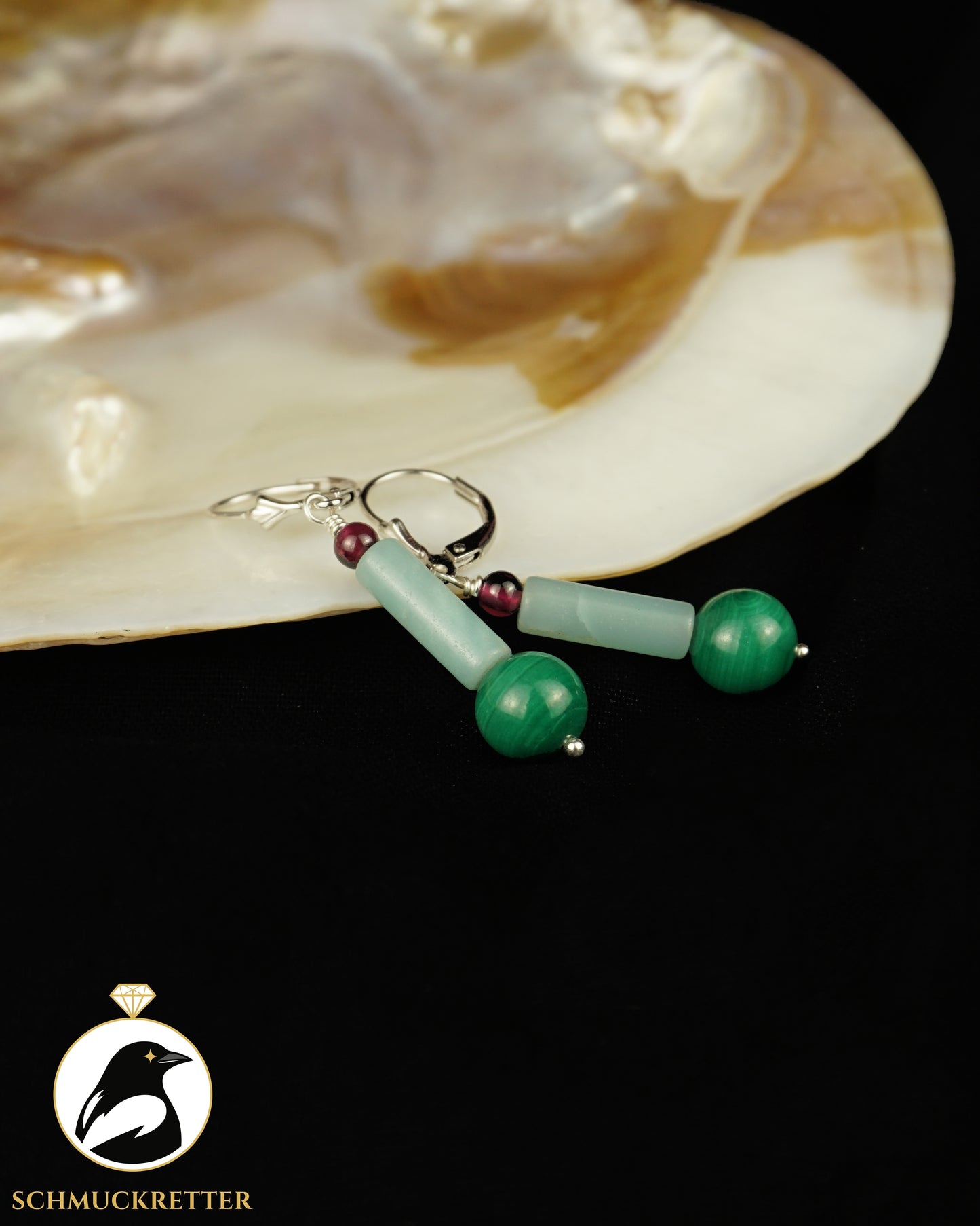 Capri · 925 Silber Ohrringe mit Amazonit, Granat & Malachit