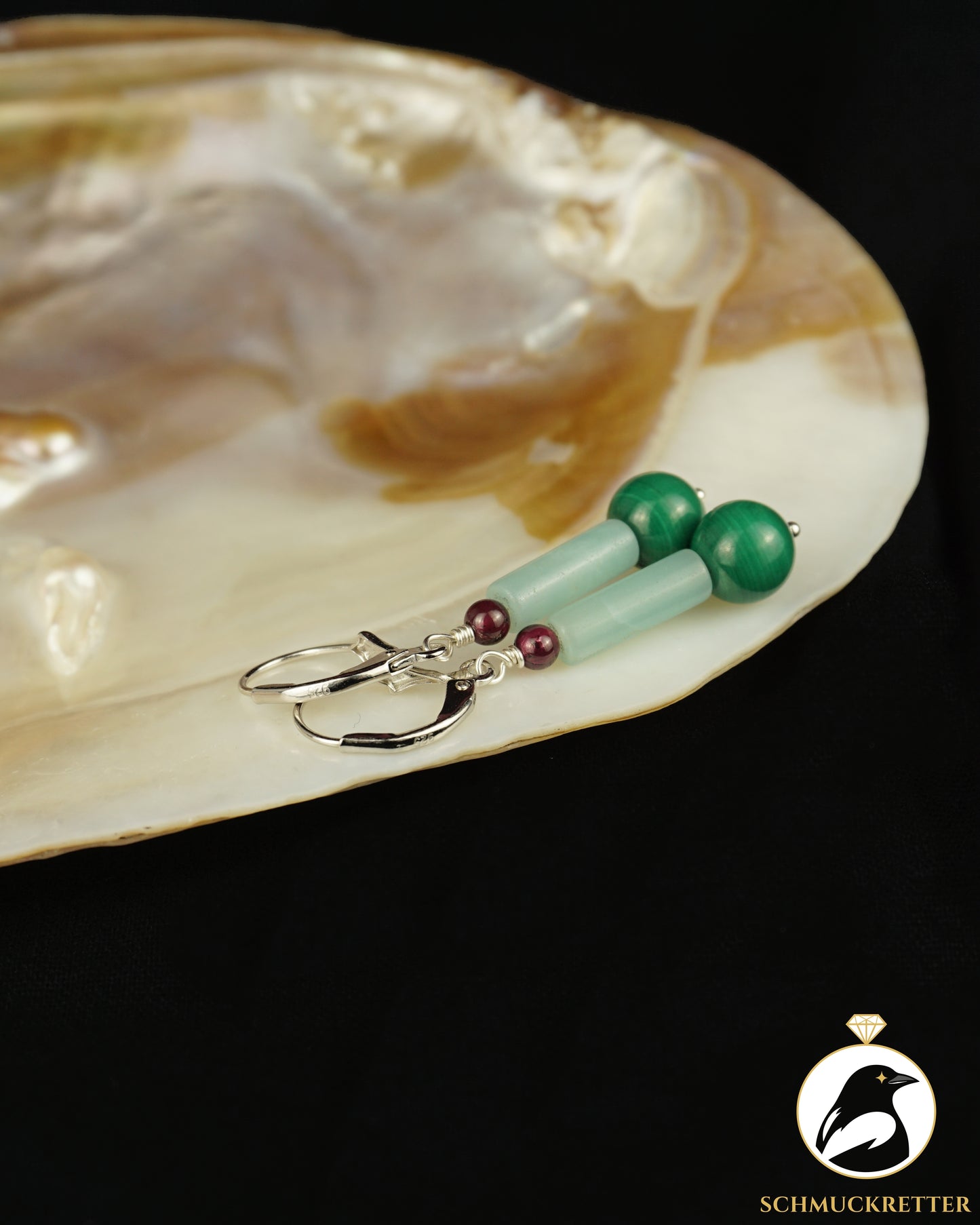Capri · 925 Silber Ohrringe mit Amazonit, Granat & Malachit