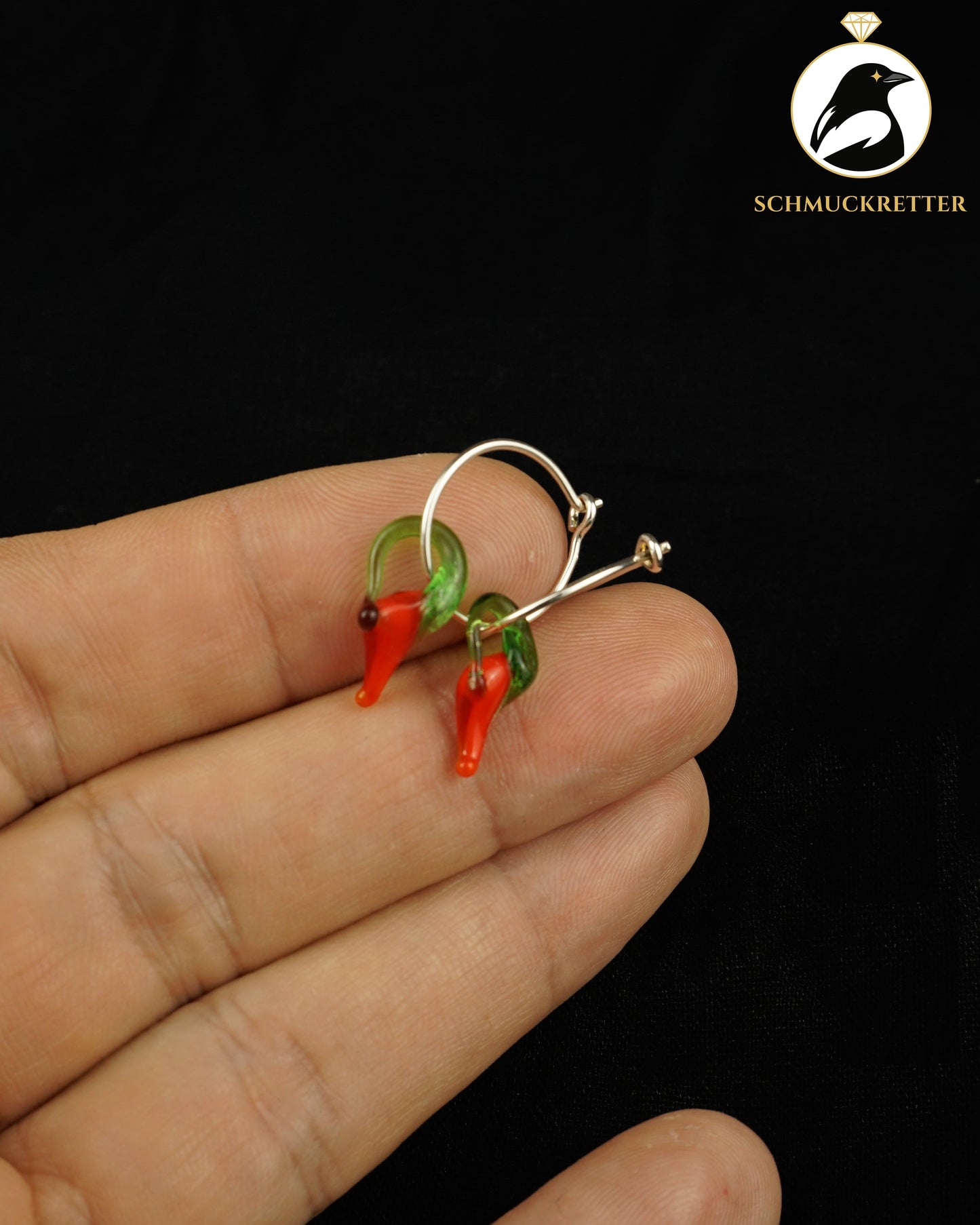 Achtung, scharf! Kleine 925 Silber Creolen mit Chillis
