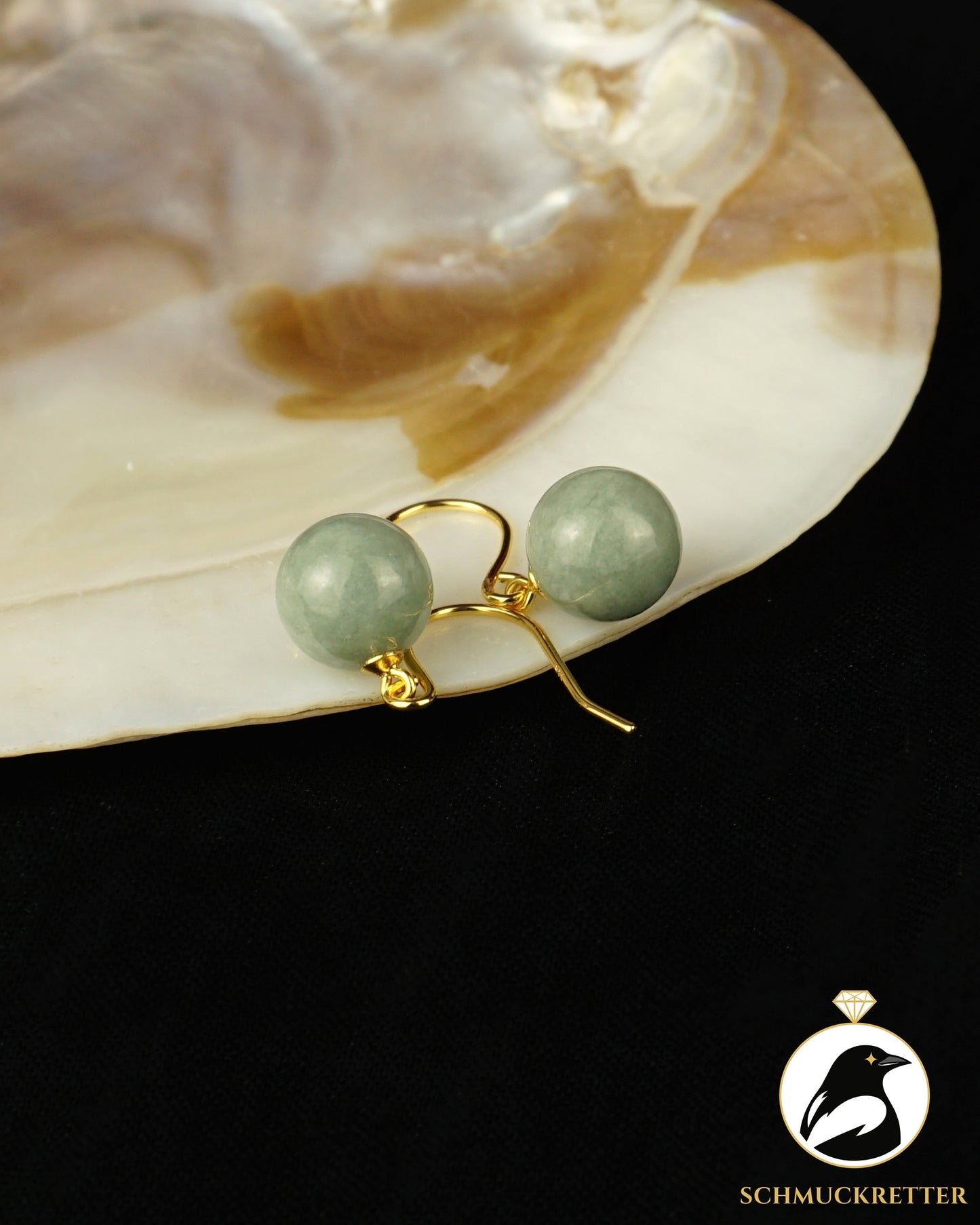 Ohrringe mit grüner Jade - vergoldetes 925 Silber