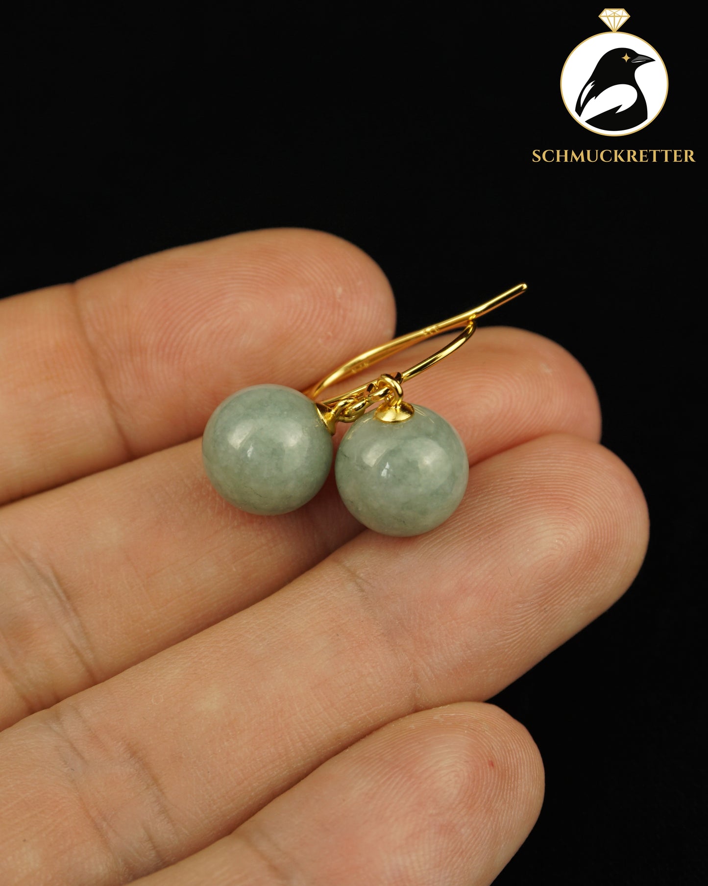 Ohrringe mit grüner Jade - vergoldetes 925 Silber