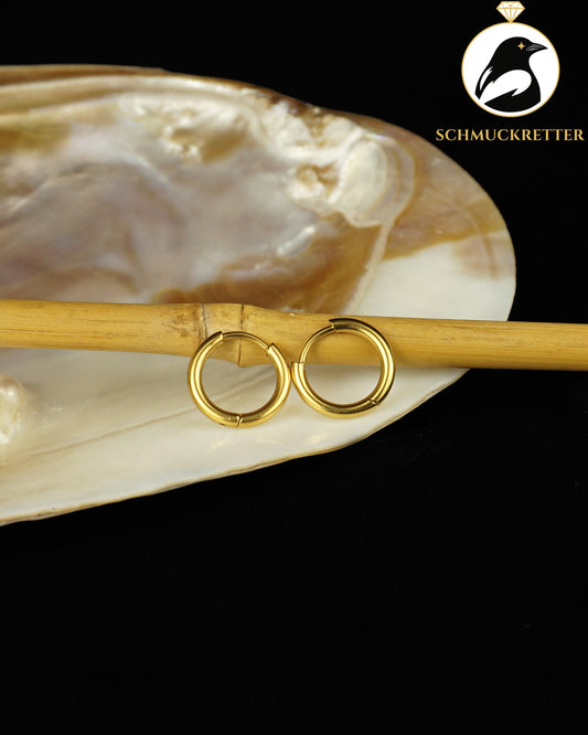 Klapp-Creolen aus vergoldetem Edelstahl, 14mm