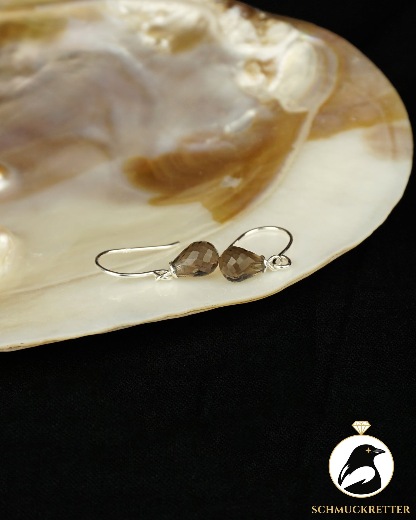 Facettierte Rauchquarz Tropfenohrringe - 925 Silber