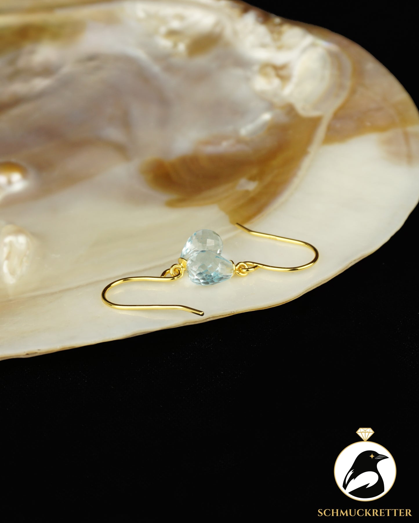 Facettierte Blautopas Tropfenohrringe -  925 Silber