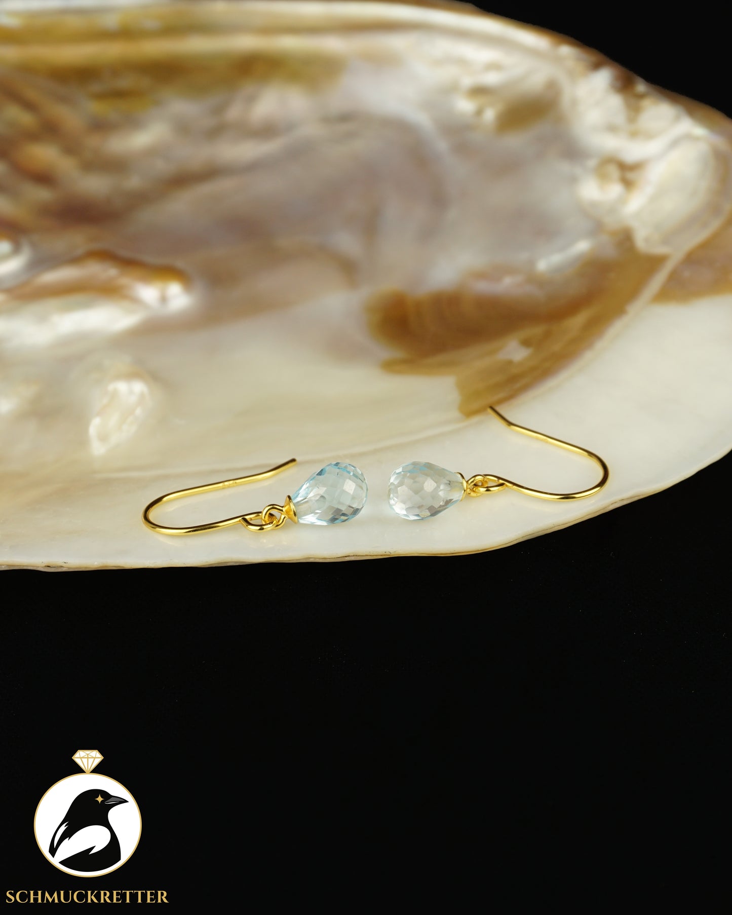 Facettierte Blautopas Tropfenohrringe -  925 Silber