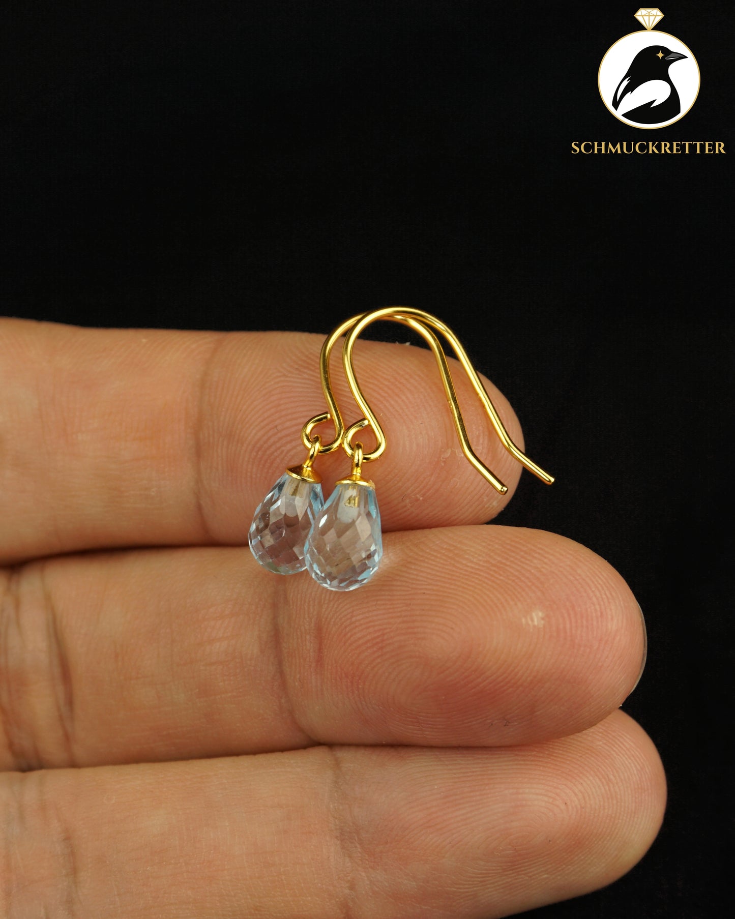 Facettierte Blautopas Tropfenohrringe -  925 Silber