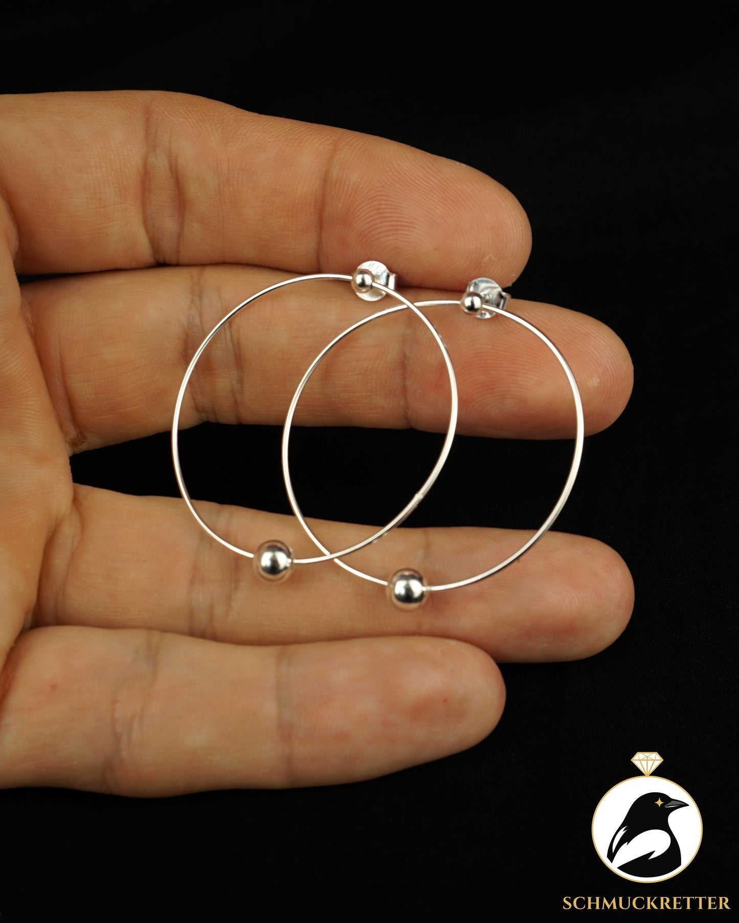 Große runde Ohrringe aus 925 Silber