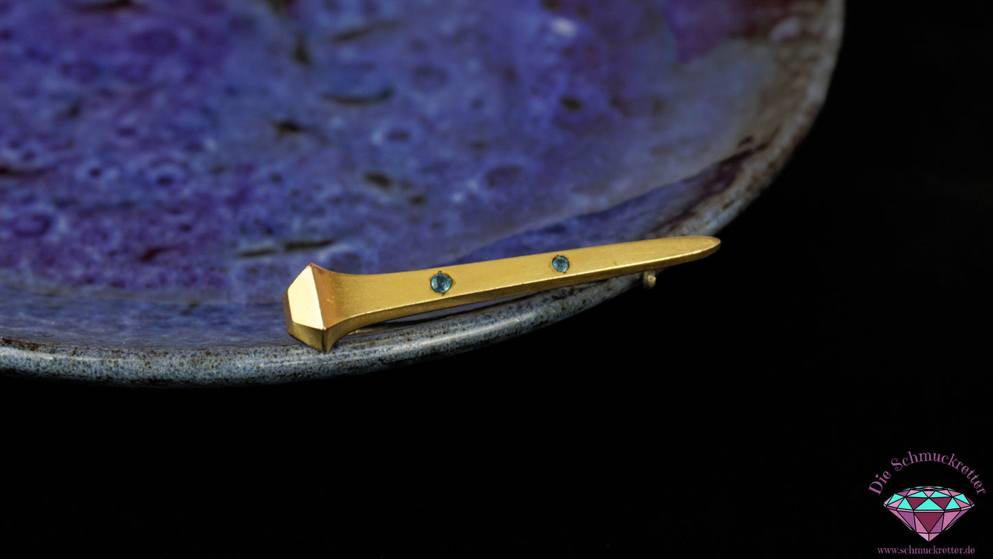 Antike Jugendstil Brosche mit blauen Schmucksteinen