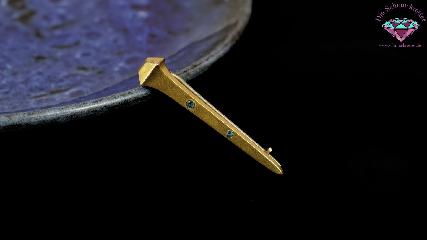 Antike Jugendstil Brosche mit blauen Schmucksteinen