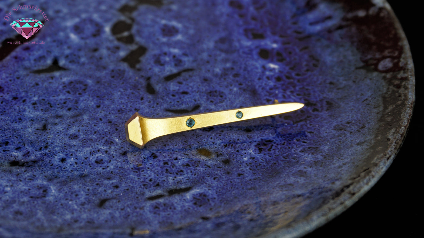 Antike Jugendstil Brosche mit blauen Schmucksteinen