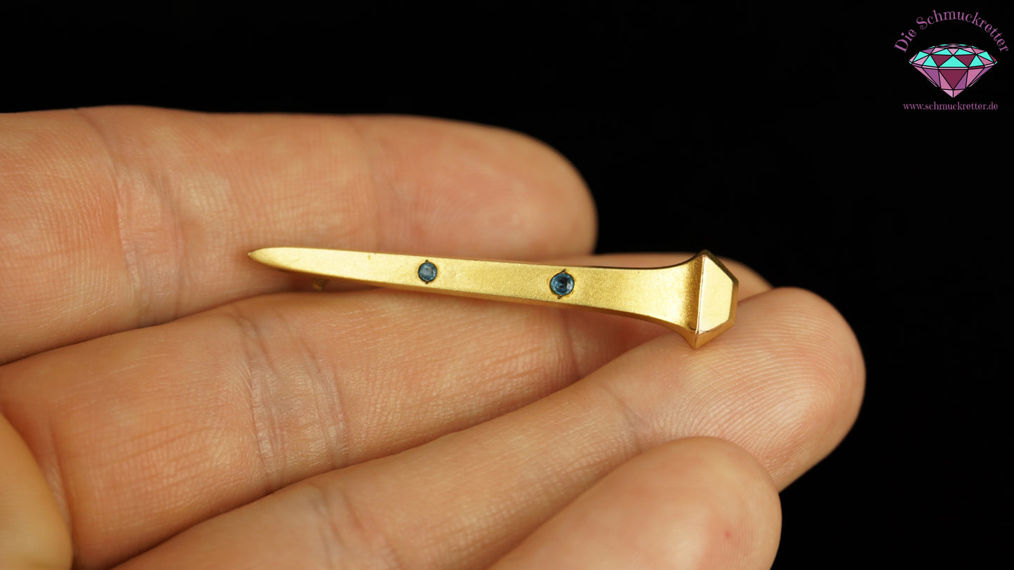 Antike Jugendstil Brosche mit blauen Schmucksteinen