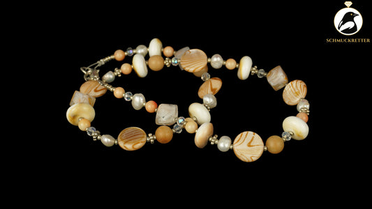 Kette 'Strandhaus' - mit Muscheln, Glas, Koralle, SALE