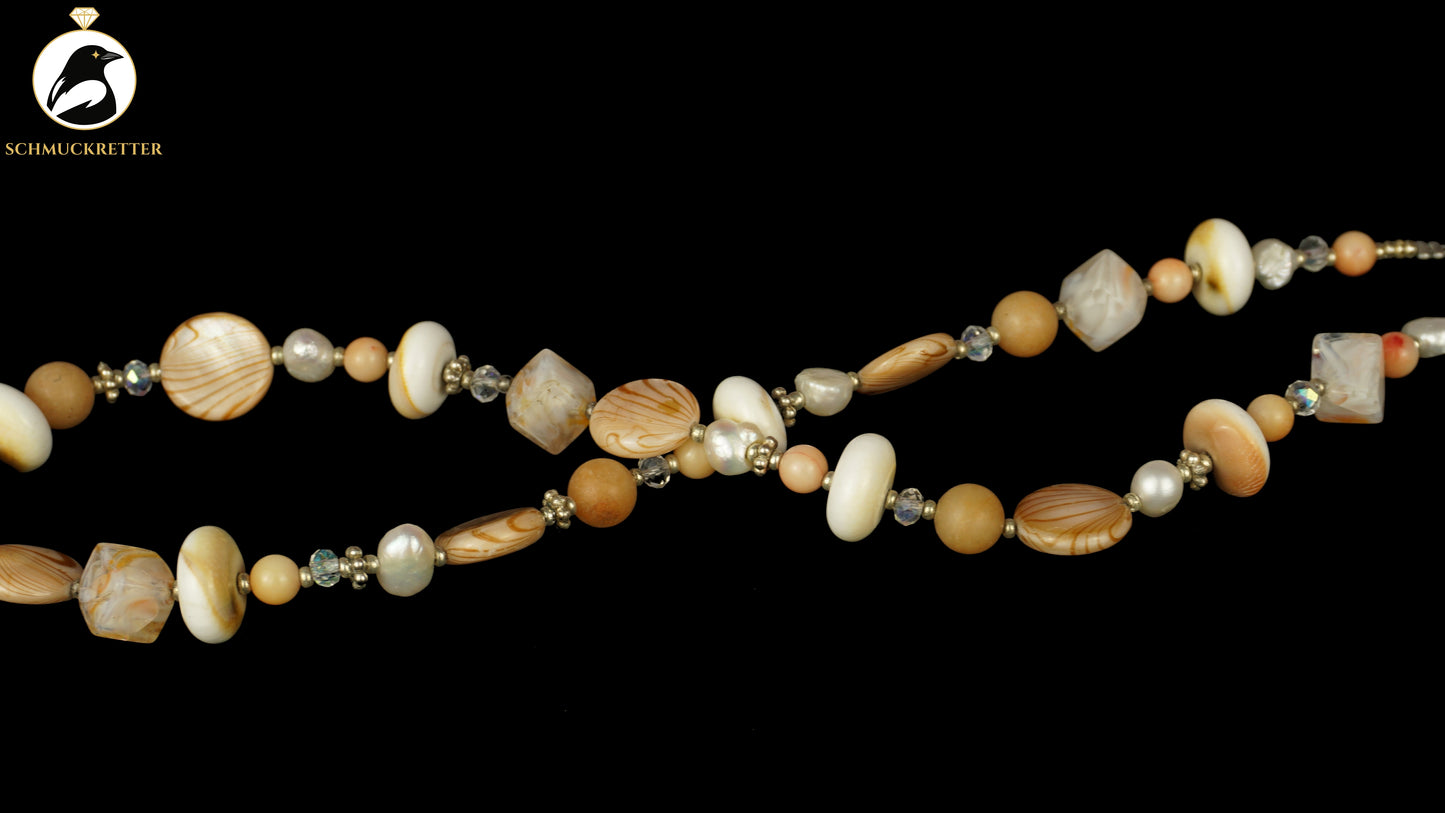 Kette 'Strandhaus' - mit Muscheln, Glas, Koralle, SALE