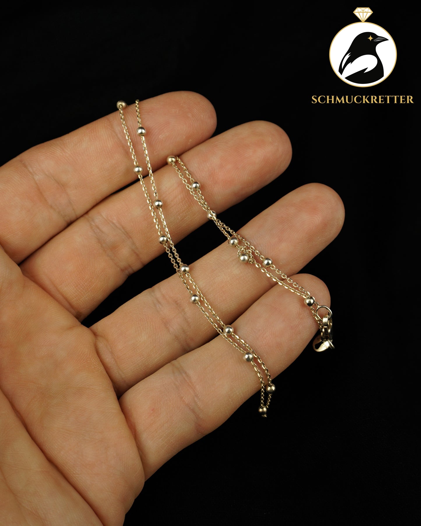 925 Silber Ankerkette mit Kugeln, 41cm (3)