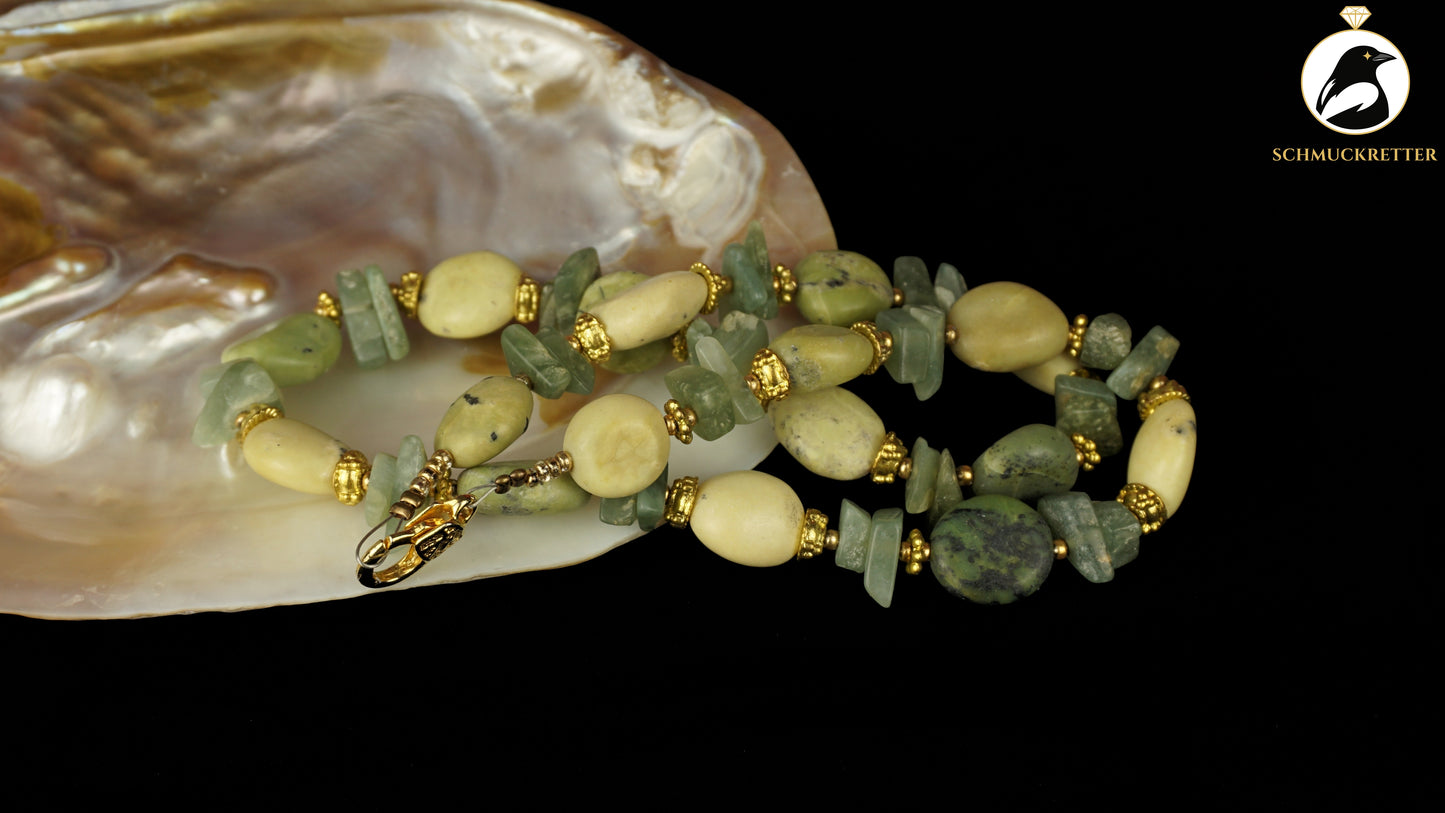 Kette 'Kiwi Harmony' - mit Aventurin & Serpentin, SALE