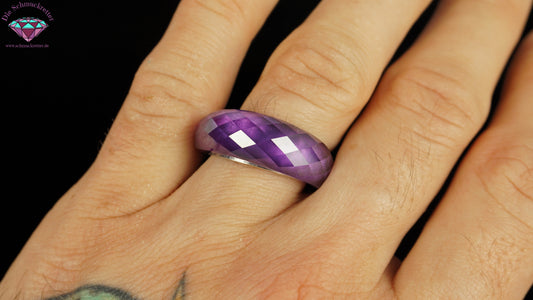 925 Silber Ring mit lila Glas von TCM / Tchibo, Gr. 57